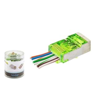 NODAR ND2417 CAT6E EZ RJ45 Metal Konnektör 100 Adetli Kutu Yeşil