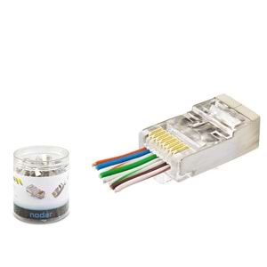 NODAR ND2423 CAT6E EZ RJ45 Metal Konnektör 100 Adetli Kutu Şeffaf