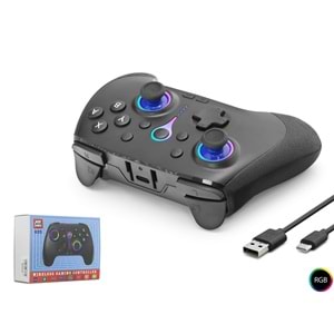 NODAR ND505B Bluetooth GamePad Oyun Kolu PC iOS Android Switch PS3 PS4 Uyumlu RGB Siyah
