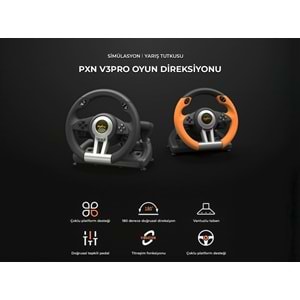 NODAR ND700 PXN V3 PRO Oyuncu Direksiyon Seti 270° PS4 PS3 PC Xbox Switch Uyumlu Siyah