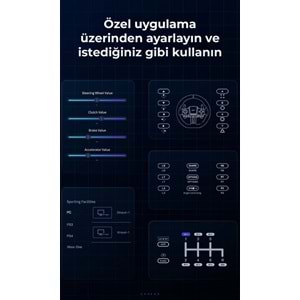 NODAR ND702 PXN V9 GEN2 Oyuncu Direksiyon Seti 900° 3 Pedallı PS4 PS3 PC Xbox Switch Uyumlu Siyah