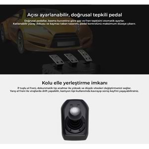 NODAR ND703 PXN V9 Oyuncu Direksiyon Seti 900° 3 Pedallı PS4 PS3 PC Xbox Switch Uyumlu Siyah