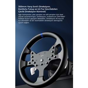 NODAR ND704 PXN V99 Oyuncu Direksiyon Seti 3.2Nm Force Feedback 3 Pedallı PS4 PC Xbox Uyumlu Siyah
