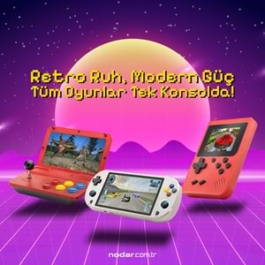 NODAR ND757 Retro El Oyun Konsolu 5 İnç Ekranlı Çift Çekirdekli 128 GB RGB Aydınlatmalı Beyaz