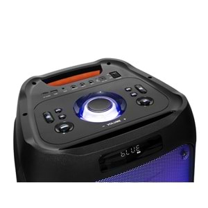 NDR NDR1610 Çift Karaoke Mikrofonlu Bluetooth Hoparlör FM Radyo 2x10 İnç RGB Kumandalı Siyah