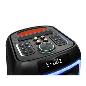 NDR NDR1708 Çift Karaoke Mikrofonlu Bluetooth Hoparlör FM Radyo 2x8 İnç RGB Kumandalı Siyah