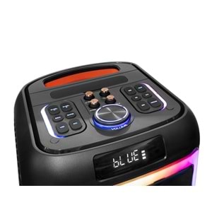 NDR NDR1710 Çift Karaoke Mikrofonlu Bluetooth Hoparlör FM Radyo 2x10 İnç RGB Kumandalı Siyah