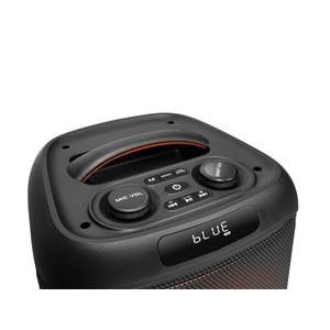 NDR NDR1745 Çift Karaoke Mikrofonlu Bluetooth Hoparlör FM Radyo 20W 8 İnç RGB Kumandalı Siyah