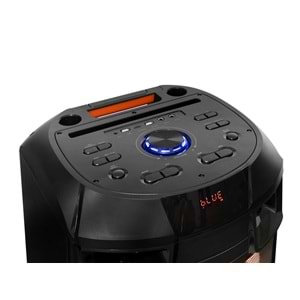 NDR NDR7022 Çift Karaoke Mikrofonlu Bluetooth Hoparlör FM Radyo 2x12 İnç RGB Kumandalı Siyah