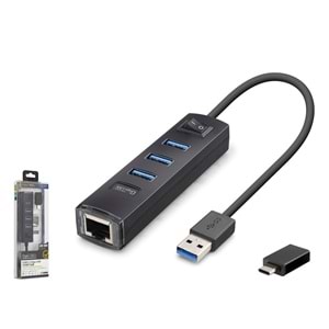 iETOP RJ4503 USB Type-C 3.2 Gen1 Combo Anahtarlı Hub Gigabit LAN 4 Port 5 Gbps Siyah