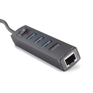 iETOP RJ4503 USB Type-C 3.2 Gen1 Combo Anahtarlı Hub Gigabit LAN 4 Port 5 Gbps Siyah