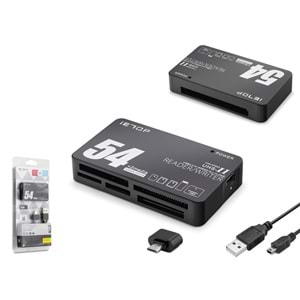 iETOP TC209 USB Type-C All in One Kart Okuyucu SD MicroSD MMC MS 480 Mbps Siyah