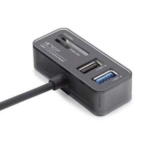 iETOP TC256 USB Type-C 3.2 Gen2 Combo Hub Kart Okuyucu 4 Port 10 Gbps Siyah