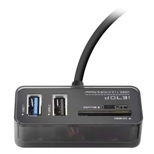 iETOP TC256 USB Type-C 3.2 Gen2 Combo Hub Kart Okuyucu 4 Port 10 Gbps Siyah