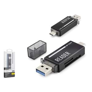 iETOP TC306AC USB Type-C 3.2 Gen1 Kart Okuyucu SD MicroSD 5 Gbps Siyah