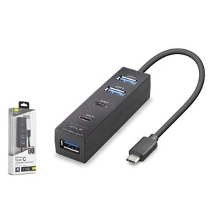 iETOP TU0529 Type-C 3.2 Gen1 Hub 4 Port 5 Gbps 80 cm Siyah