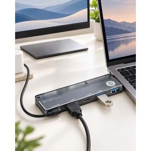 iETOP TUH353 Type-C 3.1 Gen1 Combo Hub PD HDMI 4K 5 Port 5 Gbps Alüminyum Gri