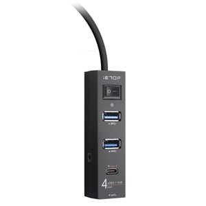 iETOP U329A USB 3.1 Gen1 Anahtarlı Hub 4 Port 5 Gbps Siyah