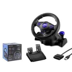 HADRON VW9803 Oyuncu Direksiyon Seti 180° PC PS3 PS2 Uyumlu Siyah