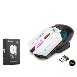 MKESPN W19 Tri Mode RGB Gaming Mouse 10000 DPI 7 Tuş Makro 1000Hz Siyah Beyaz