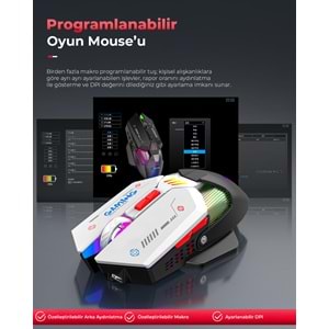 MKESPN W19 Tri Mode RGB Gaming Mouse 10000 DPI 7 Tuş Makro 1000Hz Siyah Beyaz