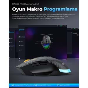 MKESPN W601W Tri Mode RGB Gaming Mouse 12800 DPI 7 Tuş Makro 1000Hz Beyaz