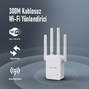 PIXLINK WR47D4Q WiFi Repeater Router Access Point 300 Mbps Beyaz