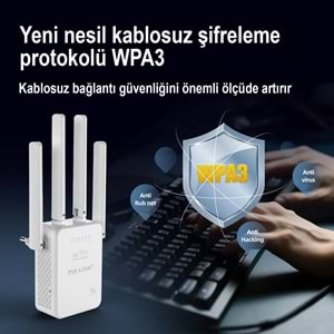 PIXLINK WR47D4Q WiFi Repeater Router Access Point 300 Mbps Beyaz