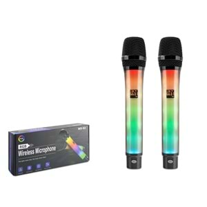 HADRON WX-82 UHF Kablosuz 2 Mikrofonlu RGB Set Siyah