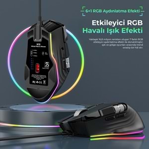 MKESPN X13 RGB Gaming Mouse 12400 DPI 10 Tuş Makro 1000Hz Siyah