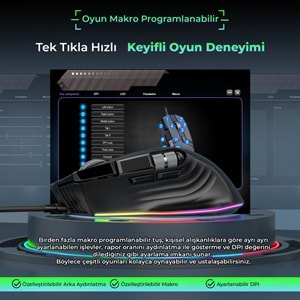 MKESPN X13 RGB Gaming Mouse 12400 DPI 10 Tuş Makro 1000Hz Siyah