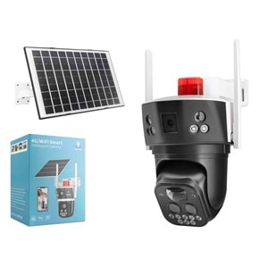 X5-TECH YT-59G Solar 4G SIM Kartlı IP Güvenlik Kamerası 2 x 3MP 10x Zoom V380 Siyah