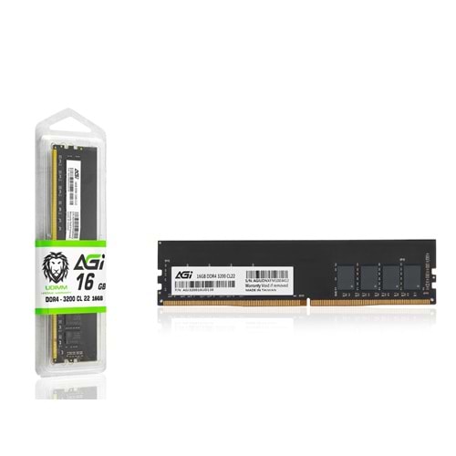 AGI AGI320016UD138 DDR4 3200 MHz UDIMM CL22 PC RAM 16 GB Siyah