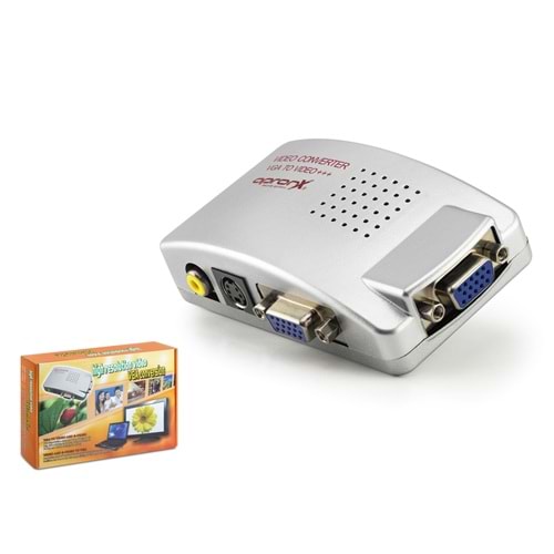 APRONX APX895 VGA to AV S-Video Görüntü Dönüştürücü Gri