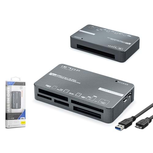 iETOP C308 USB 3.2 Gen1 All in One Kart Okuyucu CF SD MicroSD MS XD 5 Gbps Siyah