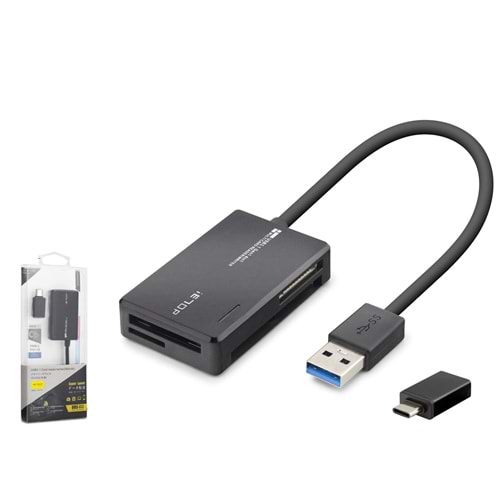 iETOP C313 USB Type-C 3.2 Gen1 All in One Kart Okuyucu CF SD MicroSD MS 5 Gbps Siyah