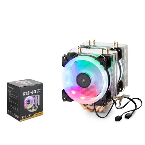 REVENGE CF602 Cold Frost CPU Kule Tipi İşlemci Soğutucu 4 Isı Borulu Çift Fanlı 80 mm RGB Gri