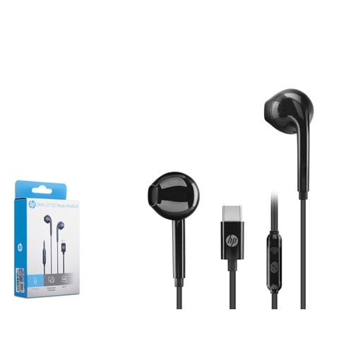 HP DHH3113CBK Kablolu Kulak İçi Mikrofonlu Kulaklık Type-C PC Telefon Uyumlu Siyah