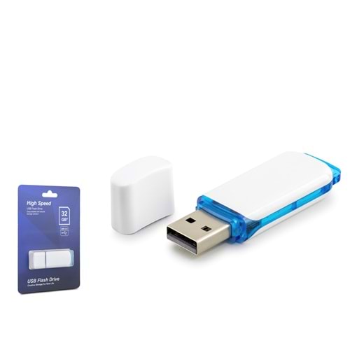 ELBA 32 GB USB 2.0 Kapaklı Flash Bellek Beyaz Mavi