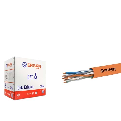 ERSAN ER6004 Cat6 UTP Ethernet Kablosu 23 AWG 0.57 mm CU HFFR 305 m Turuncu