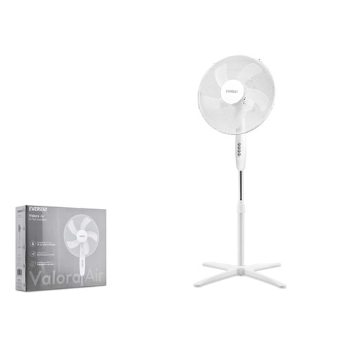 EVEREST FAN10 Valora Air Ayarlanabilir Ayaklı Vantilatör 16 İnç 45W 1200 RPM 3 Kademeli Beyaz