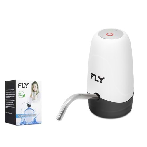 FLY FLYSP USB Şarjlı Pilli Damacana Su Pompası Şarj Lambalı Beyaz