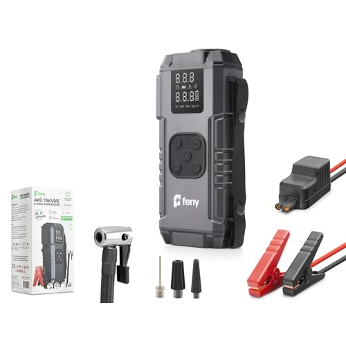 FENY FNAT20 20000 mAh 5V 3A Akü Takviye Cihazı Hava Kompresörlü Powerbank Siyah