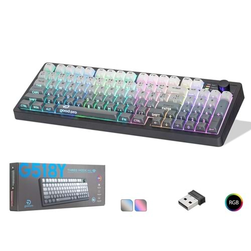 GOOD PRO G518Y Tri Mode Gaming Klavye RGB Sessiz 95 Tuş Siyah