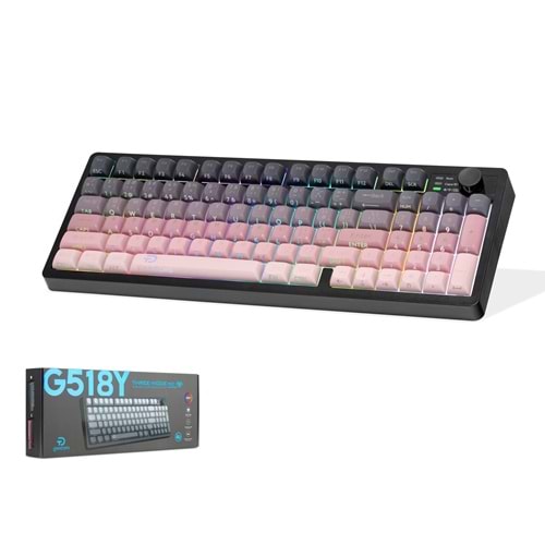 GOOD PRO G518YP Tri Mode Gaming Klavye RGB Sessiz 95 Tuş Pembe