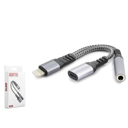 HADRON GJ012 Lightning Type-C 3.5 mm Şarj Ses Ayırıcı Kablo Siyah