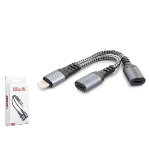 HADRON GJ013 Lightning Çift Çıkışlı Ayırıcı Kablo Siyah