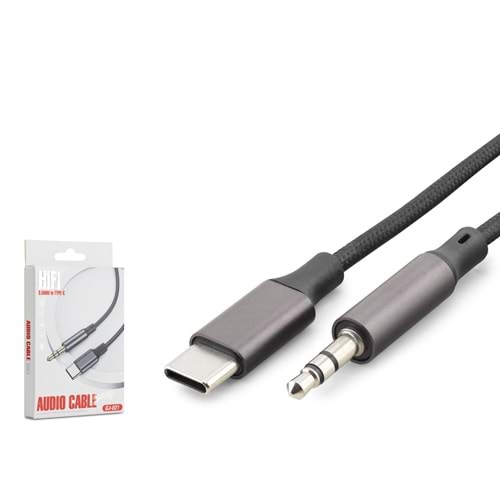 HADRON GJ021 Type-C 3.5 mm Ses Kablosu 1 m Siyah