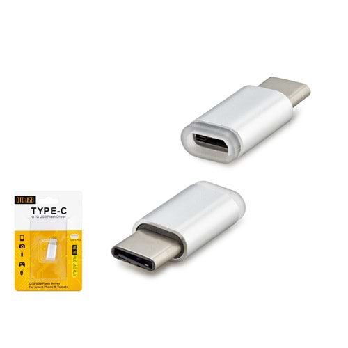 HADRON H4419K Type-C to Micro USB OTG Dönüştürücü Metal Gri