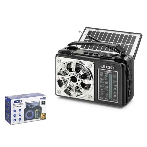 JIOC H663BTS Bluetooth Nostaljik FM Radyo TWS USB TF Solar Şarjlı 3W Taşınabilir Hoparlör